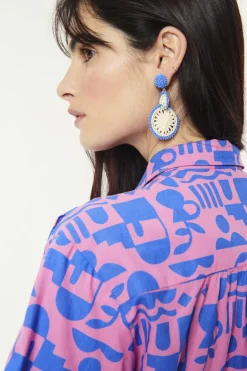 Clearance Des Petit Hauts Boucles D'Oreilles Pepitcho ECRU/BLEU