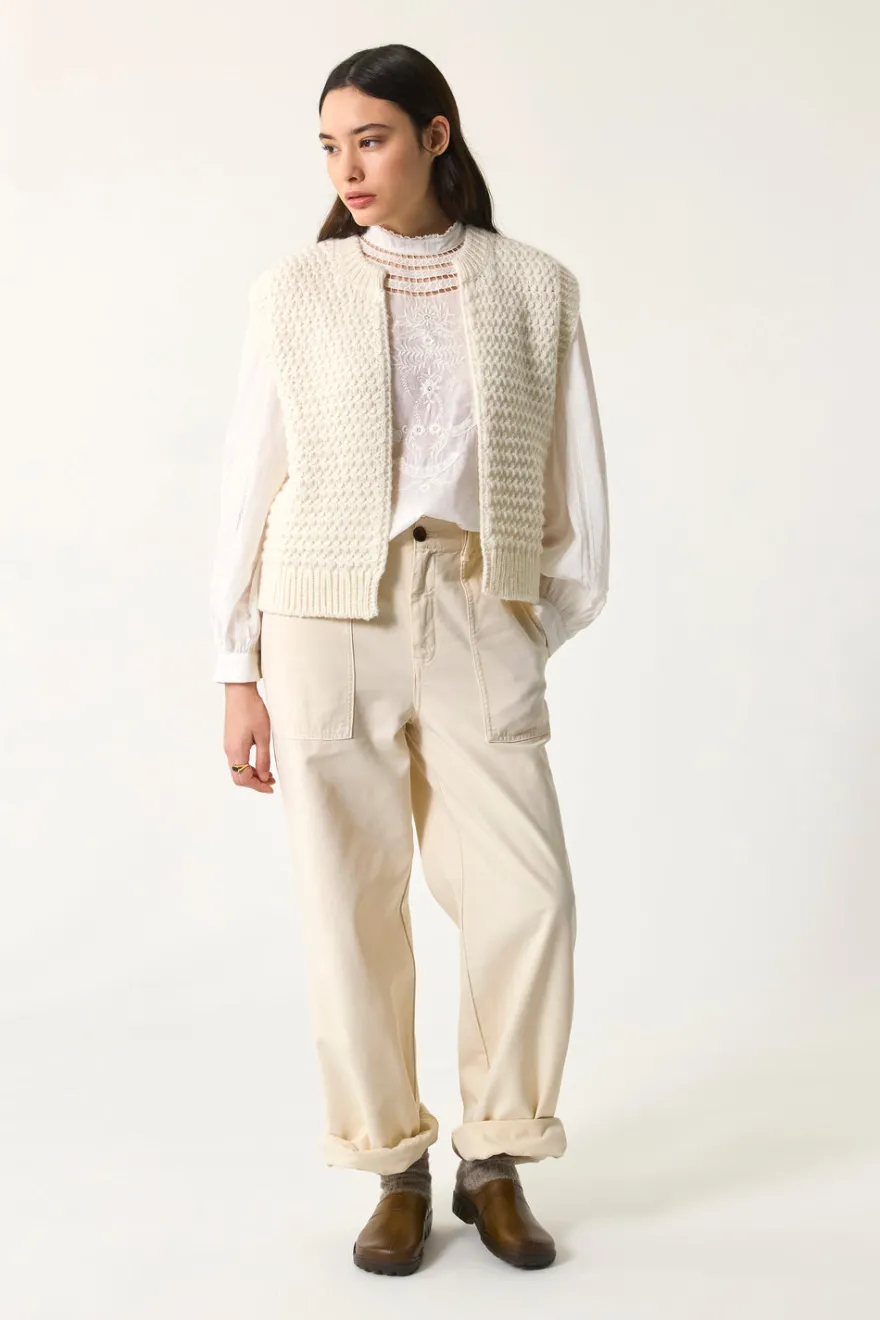 Outlet Des Petit Hauts Gilet sans manches Aster CREME