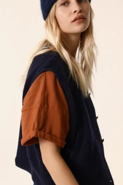 Discount Des Petit Hauts Veste maille sans manches Zlata MARINE