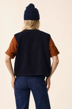 Discount Des Petit Hauts Veste maille sans manches Zlata MARINE